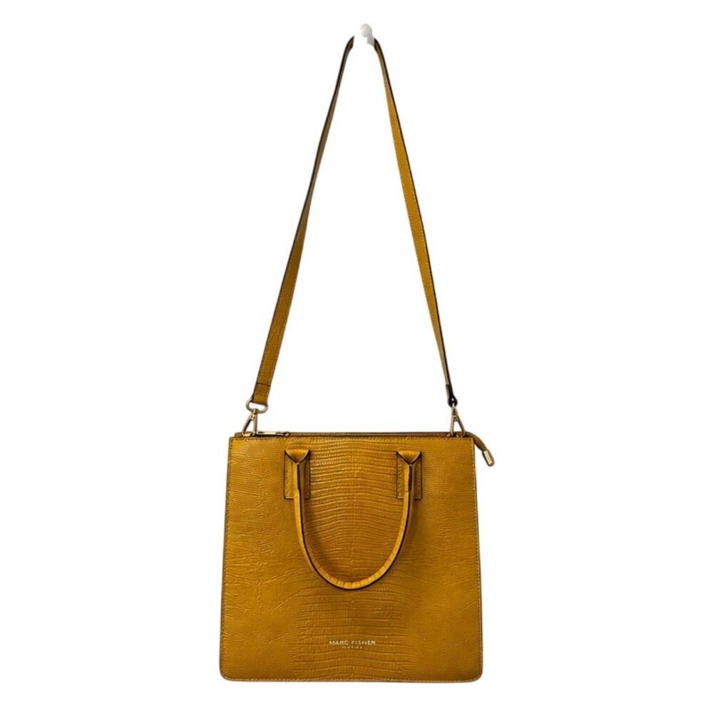 Viola Castellani Milano Yellow Lizard Embossed Leather Tote Crossbody Bag